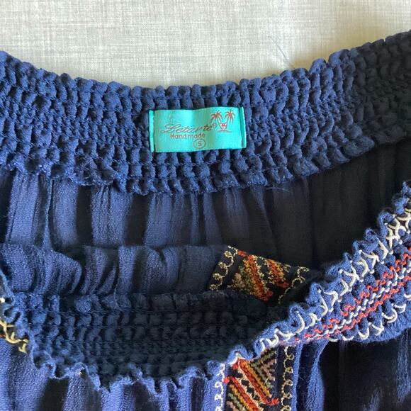 Letarte Romper Small Colorful Poms Off-Shoulder Beach Coverup Eclectic Boho - Picture 5 of 8